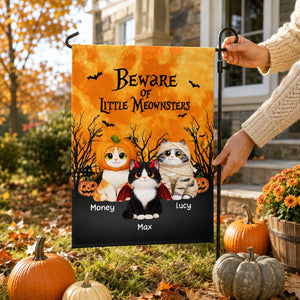 Halloween Theme Beware Of Little Meownsters Cats - Personalized Garden Flag - Halloween Decor For Cat Lovers