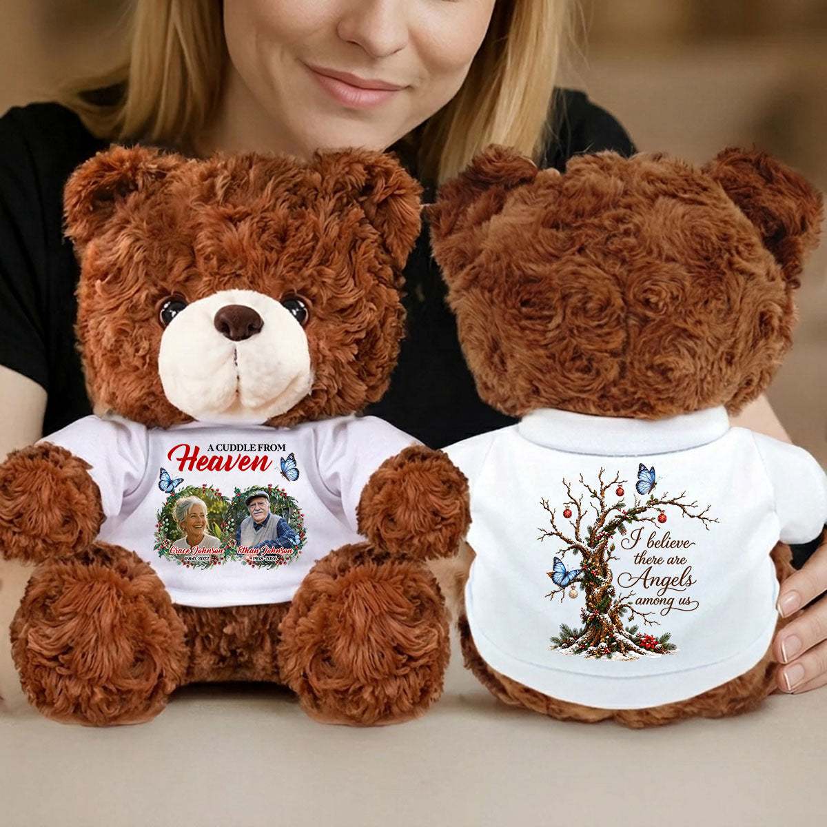 Old Tree Memorial Cardinal   - Personalized Memorial Teddy Bear - Memorial Christmas Gifts