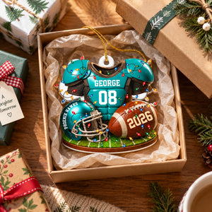 Personalized Football Ornament 2026, Custom Jersey & Helmet Keepsake