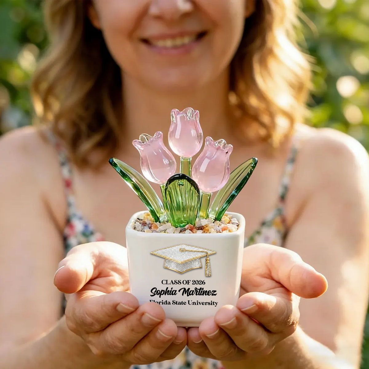 2026 Graduation Personalized Glass Everlasting Tulips
