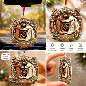 Cowboy Cowgirl Western Couple Ornament - Personalized Gifts For Couple Christmas Ornament
