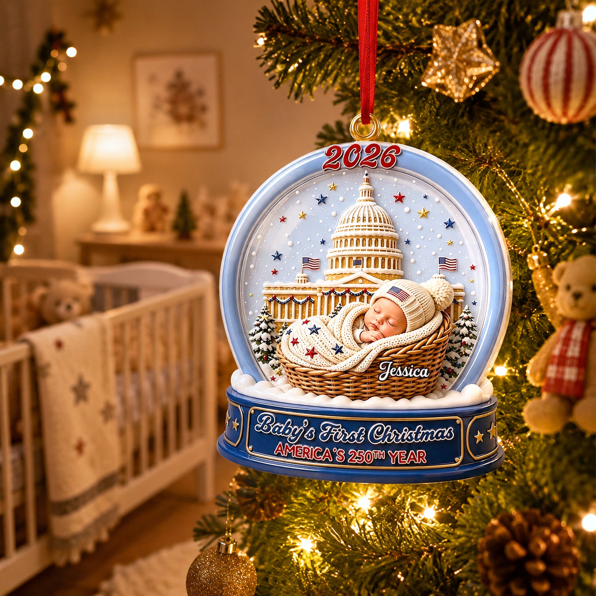 250th Baby Ornament 250th Anniversary - Real 3D Raised Ornament