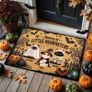 Spooky Halloween Beware of Little Cats Meownsters - Personalized Doormat - Halloween Gift For Cat Lovers, Halloween Decor