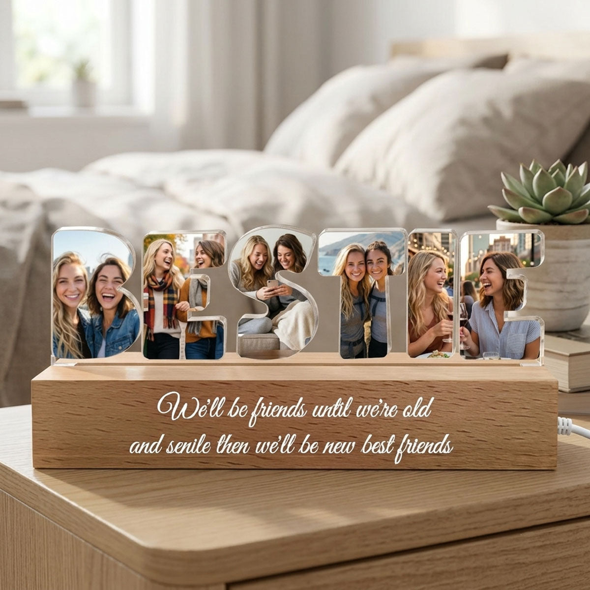 Custom Friendship Photo Collage - Personalized Photo LED Night Light