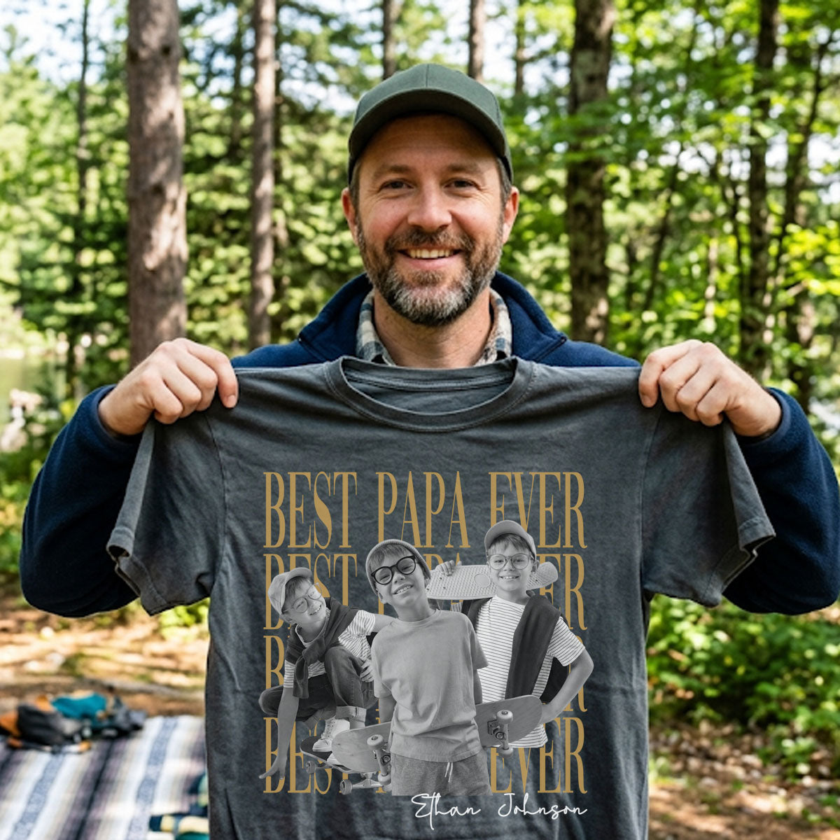 Custom Dad Vintage Photo Shirt: Personalized Fathers Day Shirt With Kids Photo, Funny Dad Shirt, Best Dad Ever Shirt, New Dad Gift