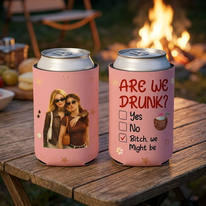 Are We Drunk Upload Photo - Personalized Custom Skinny Can Cooler