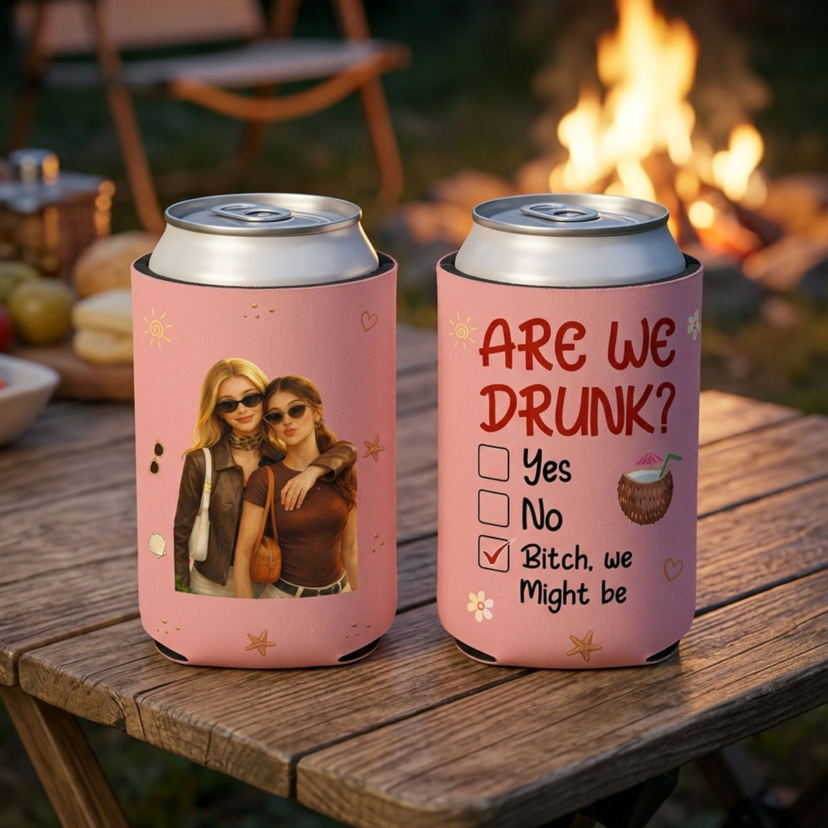 Are We Drunk Upload Photo - Personalized Custom Skinny Can Cooler