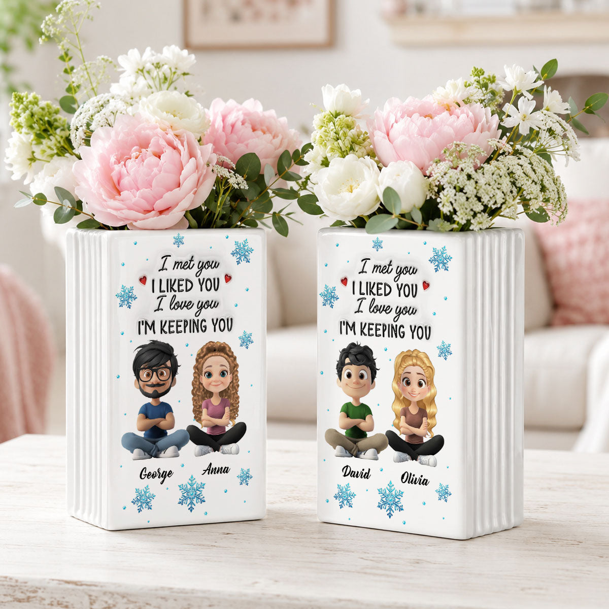 Personalized Anniversary Christmas Wedding Gifts - Personalized Ceramic Book Vase