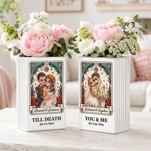 Custom Photo Semi Realistic Portrait You & Me We Got This - Ceramic Book Flower Vase