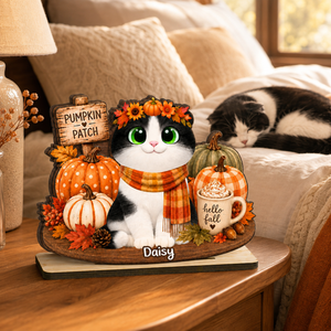 Fall Season Cats Pumpkin Patch - Personalized Wooden Plaque - Fall Decor for Cat Lovers