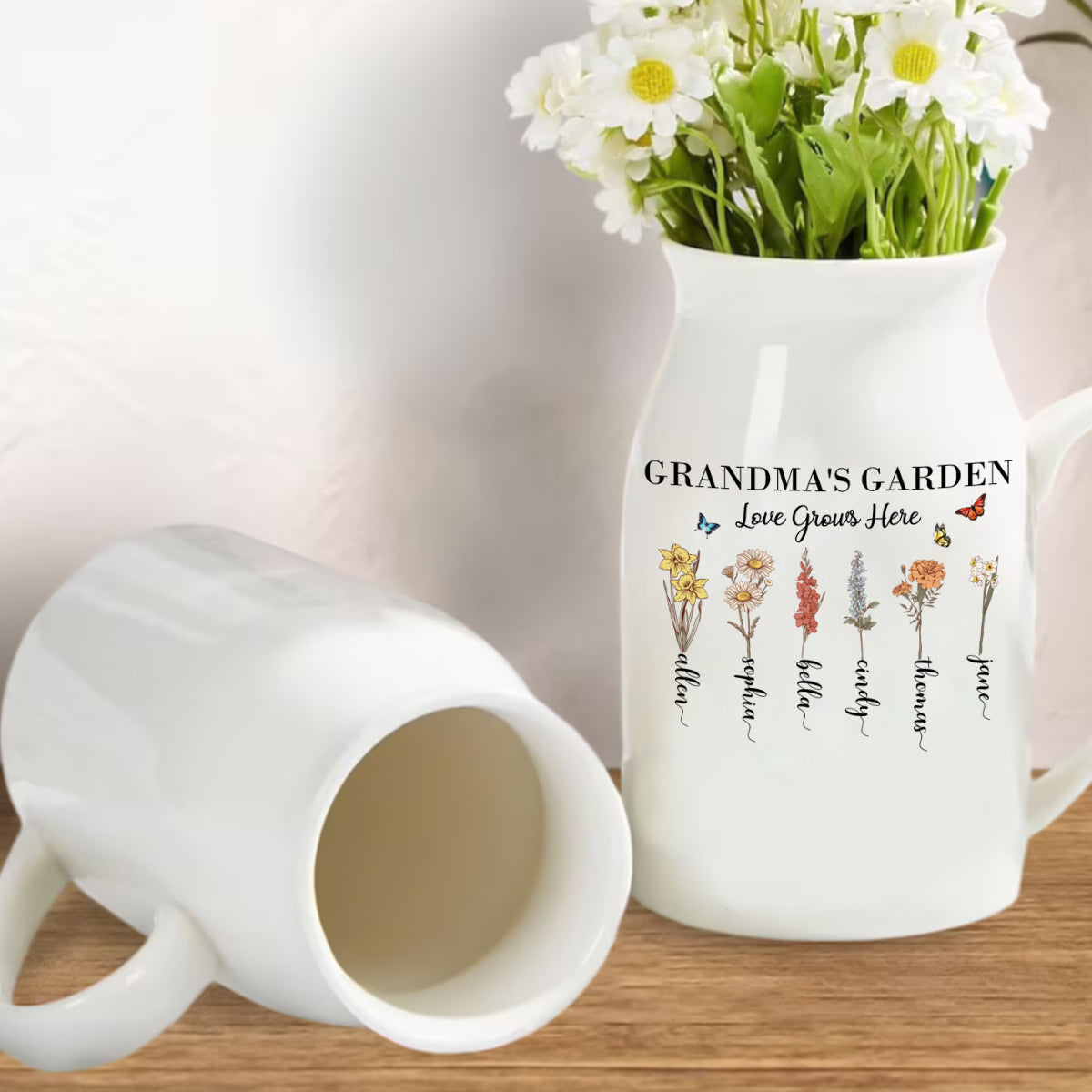 Custom Grandma's Garden Plant Pot and Vase, Gift for Mom, Personalized Birth Flower Pots, Grandma Gifts, Outdoor Planter, Birthday Gift, Family Art