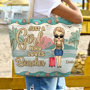 Just A Girl Who Loves Beaches - Personalized Beach Bag