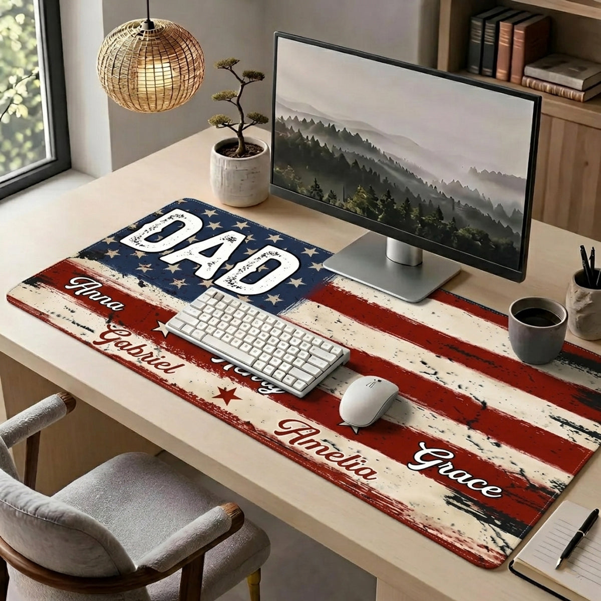 Proud Dad - Gift For Father - Personalized Leather Desk Mat