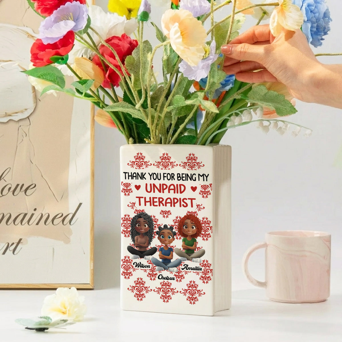 My Favorite Human Is Bestie - Personalized Ceramic Book Vase