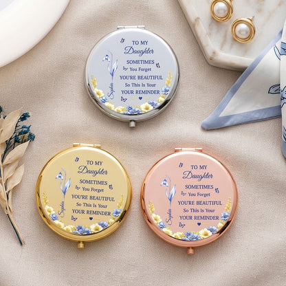 Toile De Jouy Birth Flower Sometimes You Forget You're Beautiful - Personalized Compact Mirror