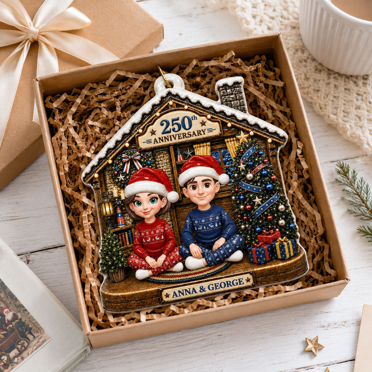 Family 2026 250th Anniversary  - My Family Christmas - Real 3D Ceramic Ornament