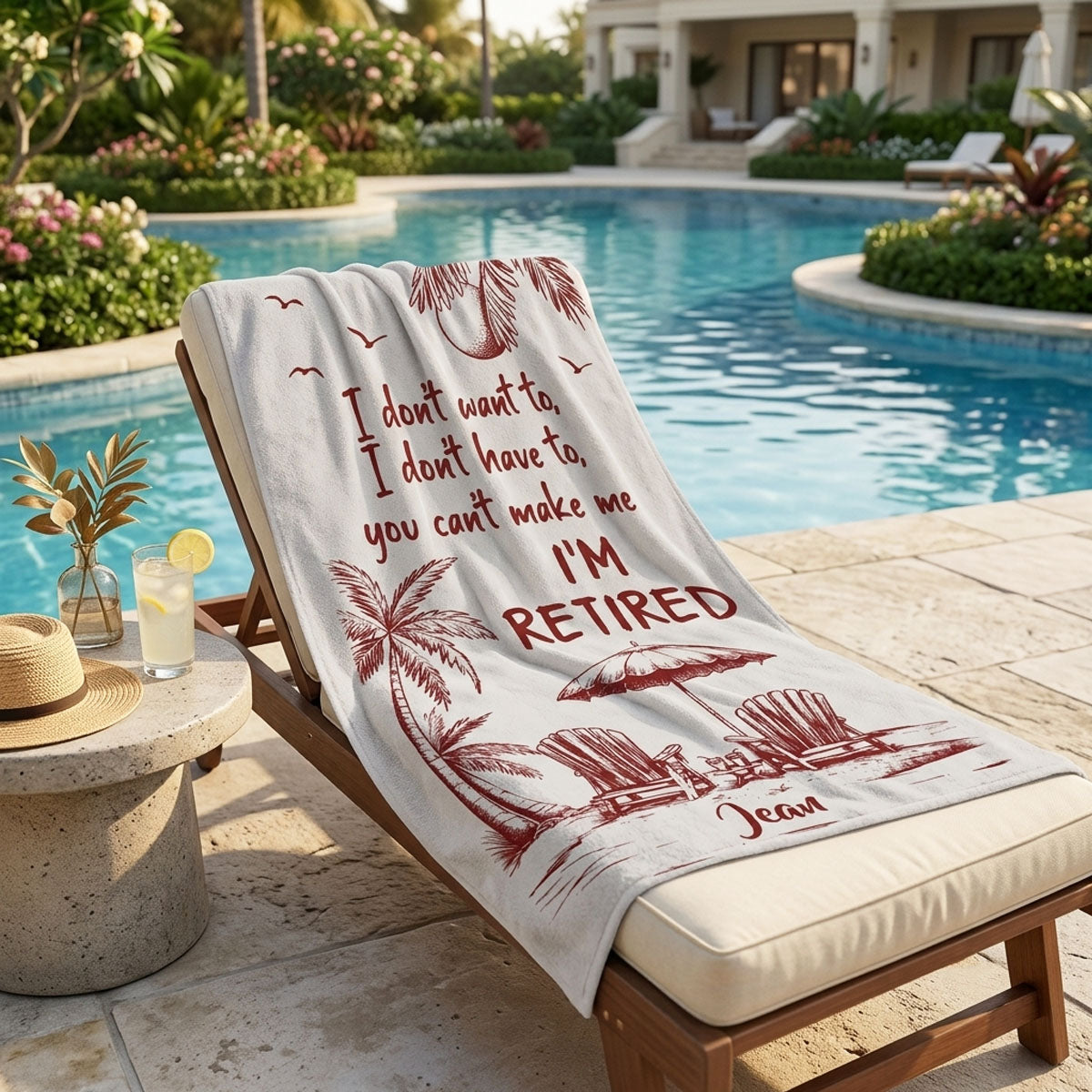 You Can't Make Me I'm Retired - Personalized Beach Towel