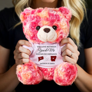 Love Knows No Distance - Teddy Bear With Personalized Photo Shirt - Personalized Teddy Bear