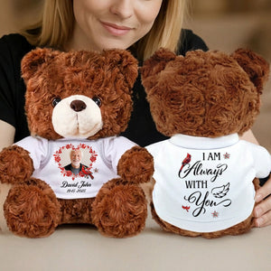 Heaven Is A Beautiful Place - Custom Name and Photo - Personalized Memorial Bear Plush