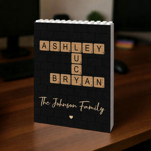 Custom Family Name Puzzle Crossword - Personalized Brick Block