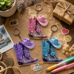 Cowgirl Boots - Personalized Acrylic Car Ornament