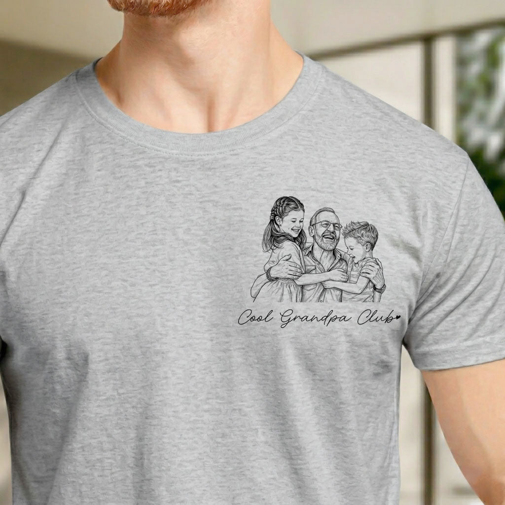 Custom Photo Pencil Sketch Family Dog Cat Portrait - Personalized T Shirt
