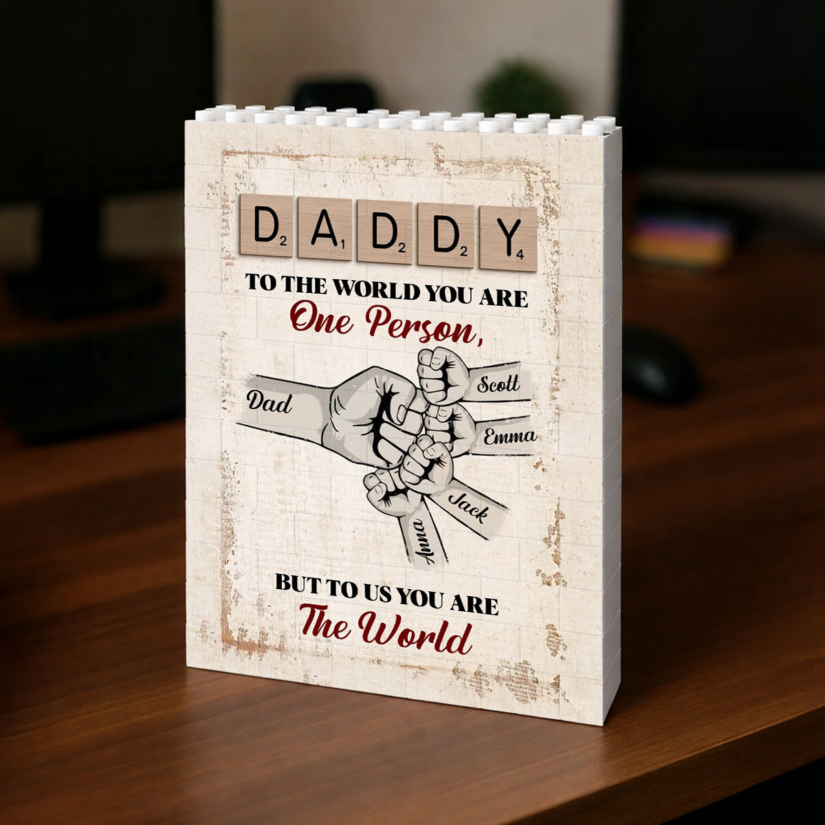 Daddy And Me You Are The World Personalized Brick Block