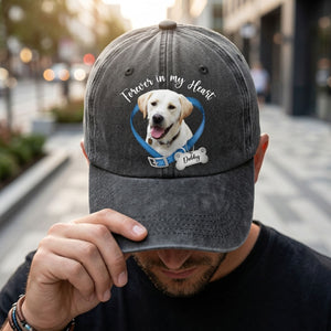 Forever In My Heart - Personalized Custom Dog Photo Memorial Printed Cap , Baseball Cap with Dog Photo, Unique Gift for Dog Lovers