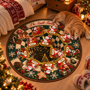 Our Sleigh Crew Flies Together 3D Illusion Quilted Rug - Personalized Quilted Mat