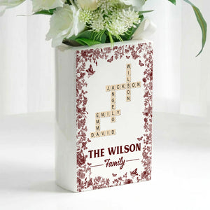 Custom Scrabble Family Crossword - Personalized Ceramic Book Vase