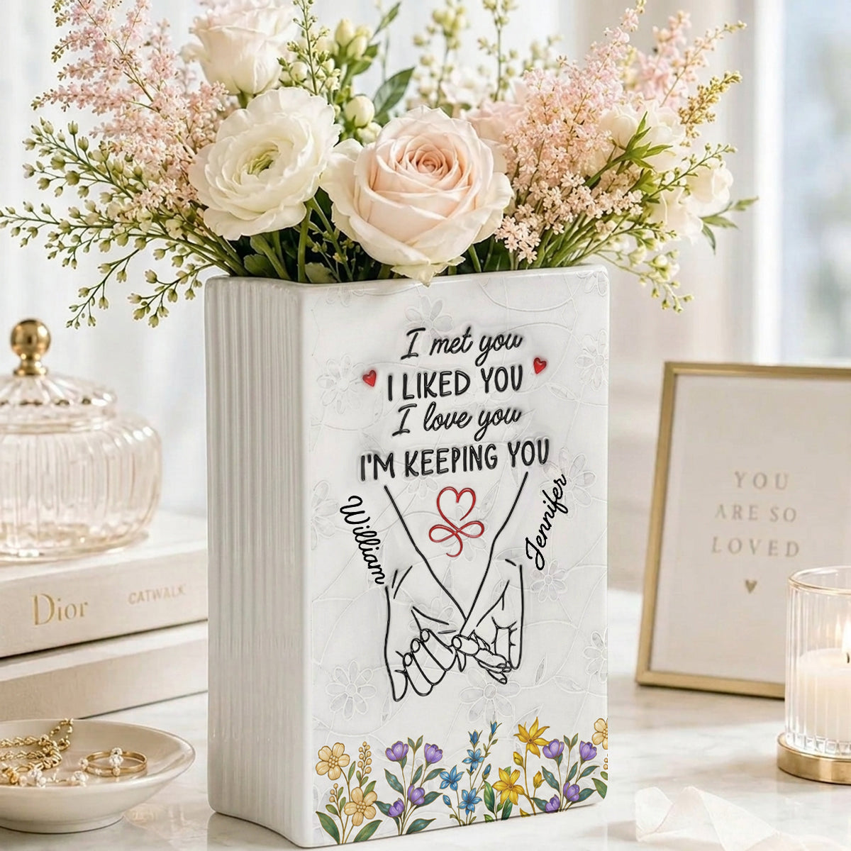 I Met You I Liked You I Love You - Personalized Ceramic Book Vase
