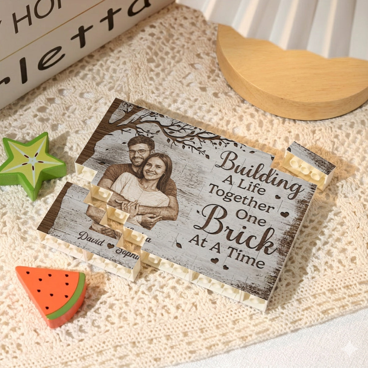 Building A Life Together - Custom Shaped Building Brick Blocks - Personalized Anniversary Wedding Gifts