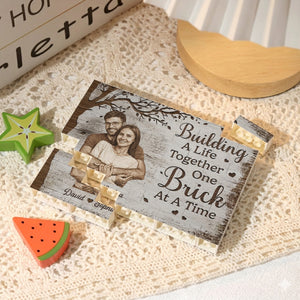Building A Life Together - Custom Shaped Building Brick Blocks - Personalized Anniversary Wedding Gifts