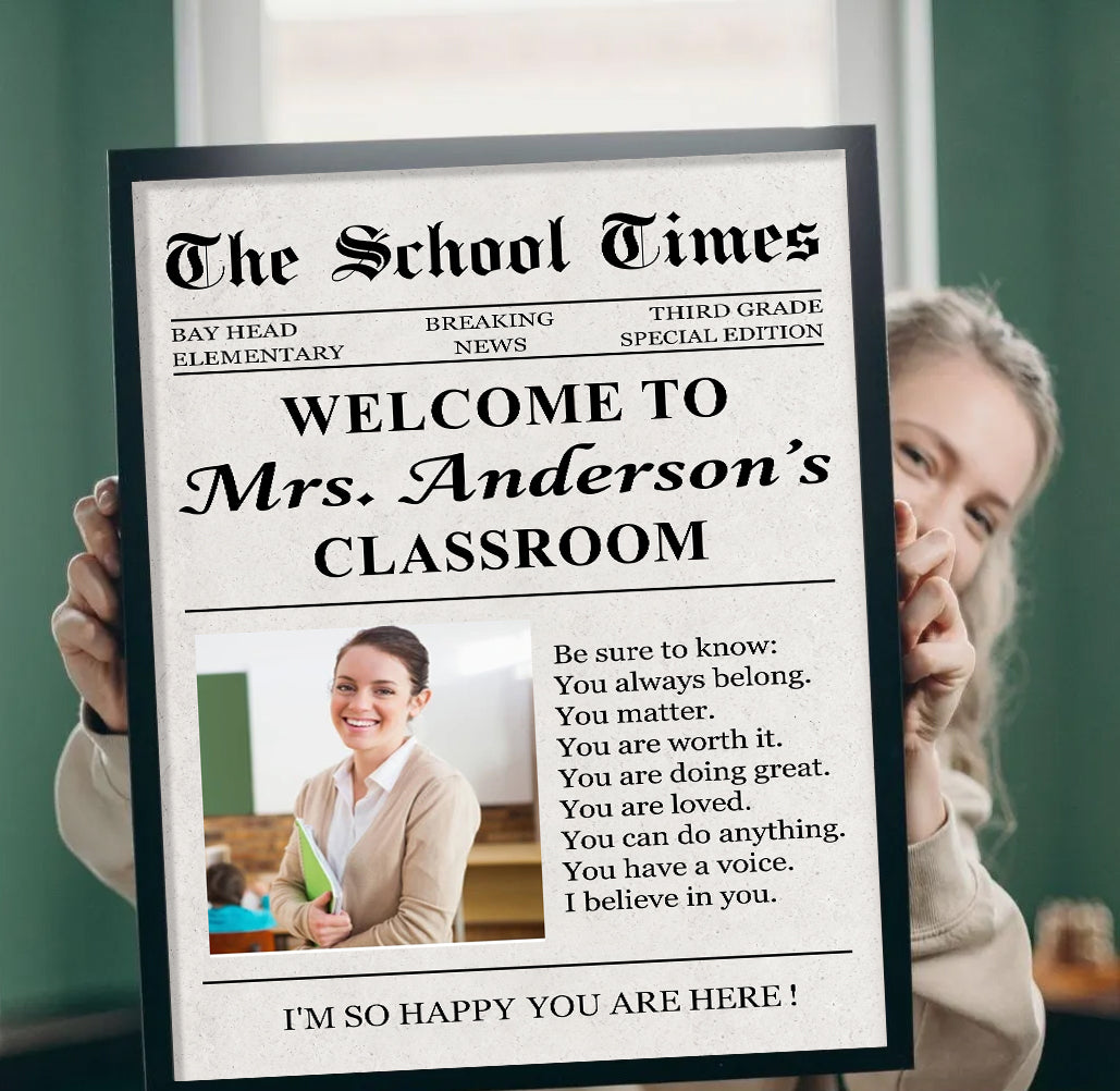 The Back To School Times Teacher Newspaper - Personalized Photo Poster
