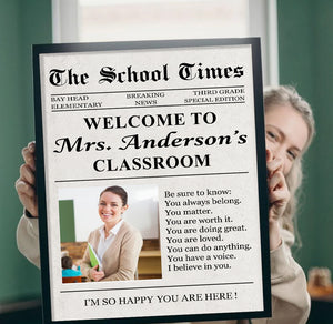 The Back To School Times Teacher Newspaper - Personalized Photo Poster