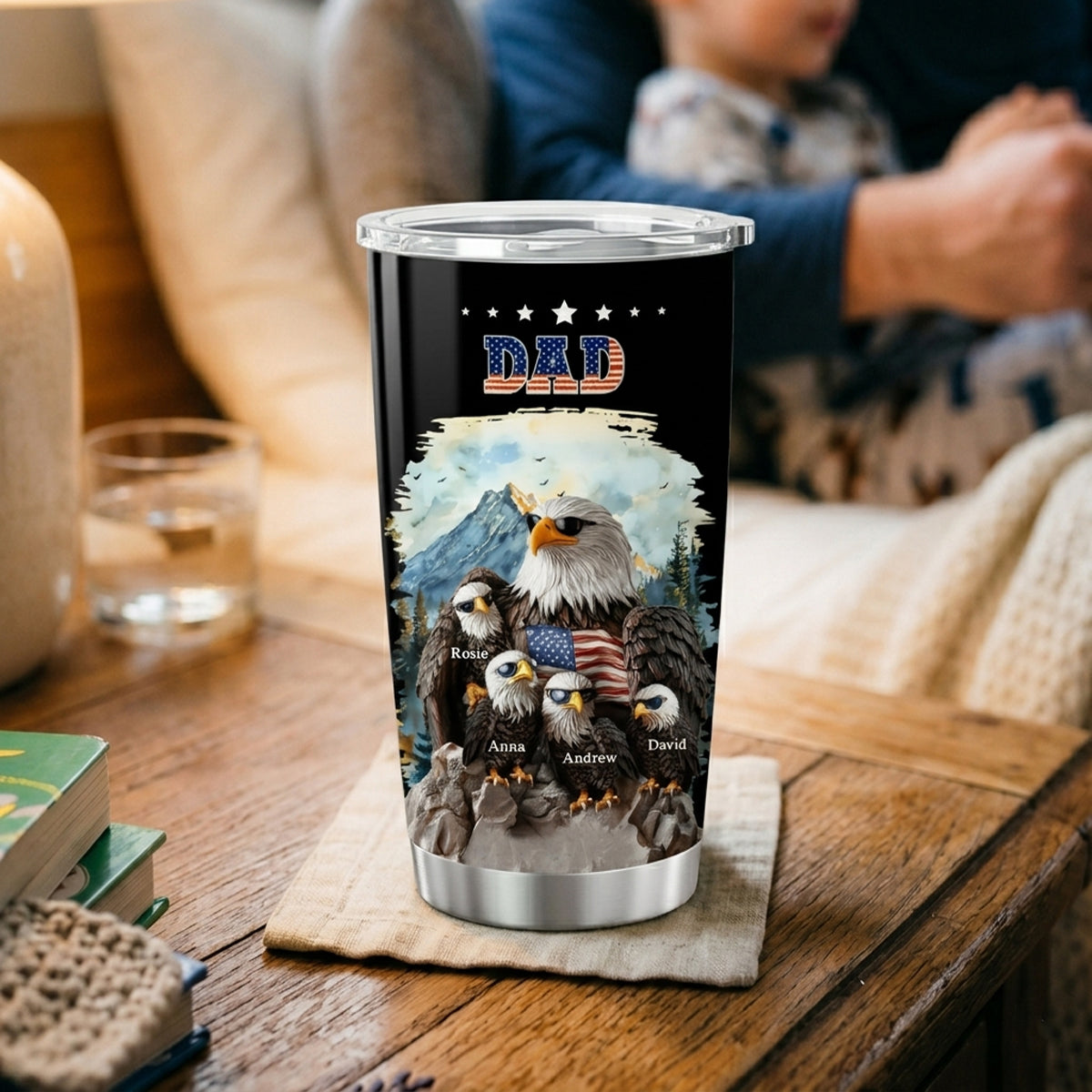 American Eagle Papa - Personalized Tumbler - Gift For Papa, Father, 4th Of July Gift, 250th American Birthday Drinkware