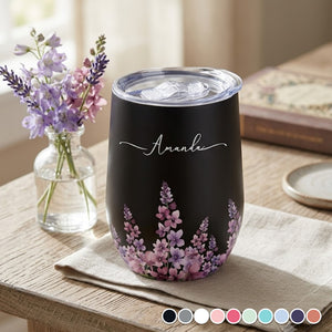 Birth Month Flower Watercolor Blooming In Love - Personalized Wine Tumbler