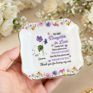 A Daughter By Heart Engaged Jewelry Dish for Her, Custom Wedding Jewelry Tray