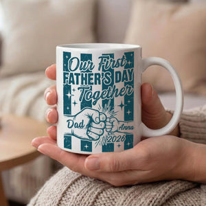 Our First Father's Day Together Striped Mug - Personalized Mug for New Dad