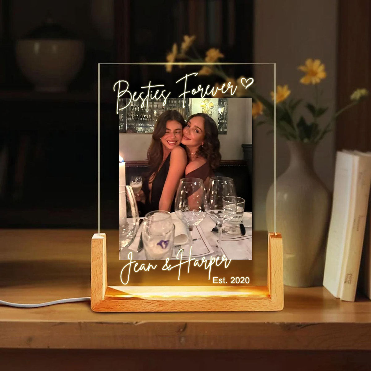 Besties Forever - Personalized Besties Photo LED Night Light Lamp, Gift For Besties