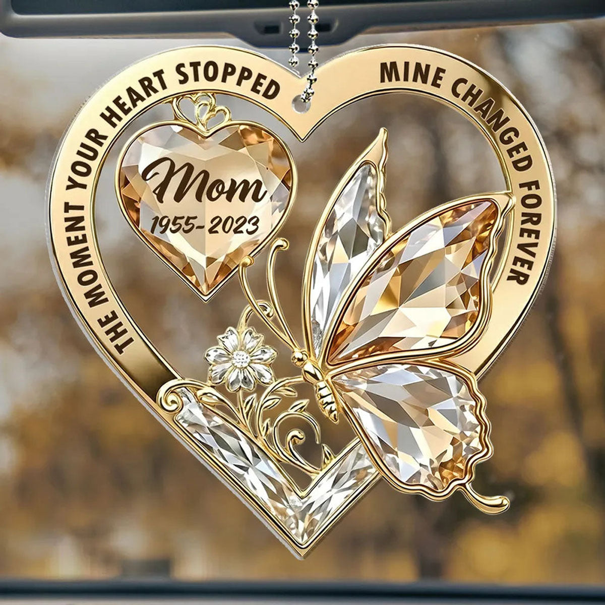 The Moment Your Heart Stopped Mine Changed Forever - Personalized Car Ornament