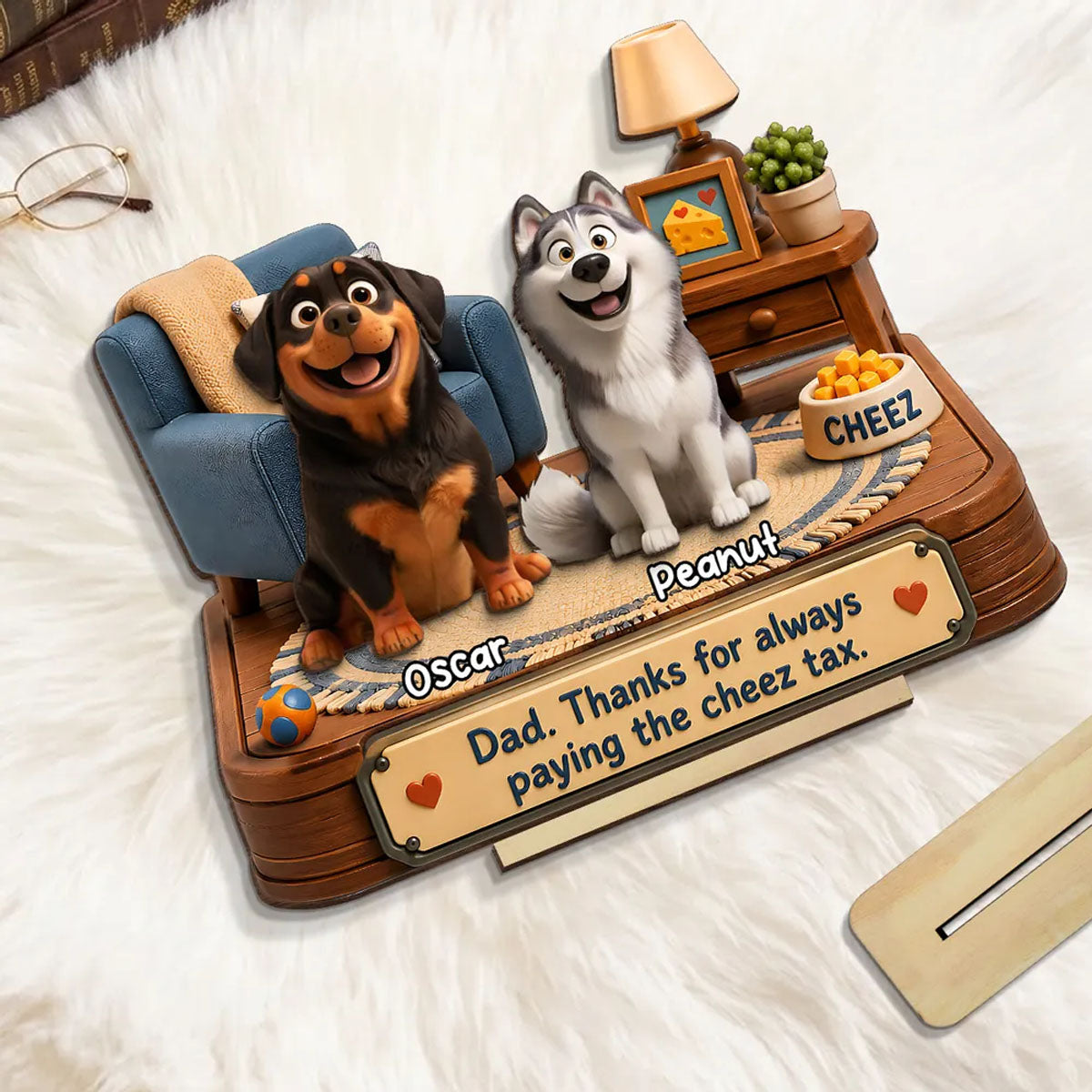 Cheese Tax Dog Dad - Personalized Wooden Plaque - Father's Day Gift for Dog Dad