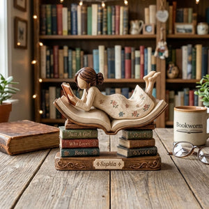 Just A Girl Who Loves Books - Personalized Wooden Block For Reading Lovers