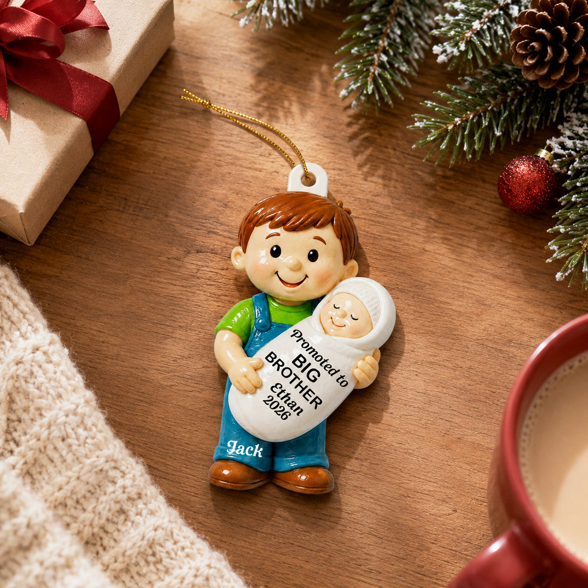 Promoted To Big Sister Big Brother 2D Flat - Personalized Acrylic Ornament - New Big Brother, New Big Sister Gift