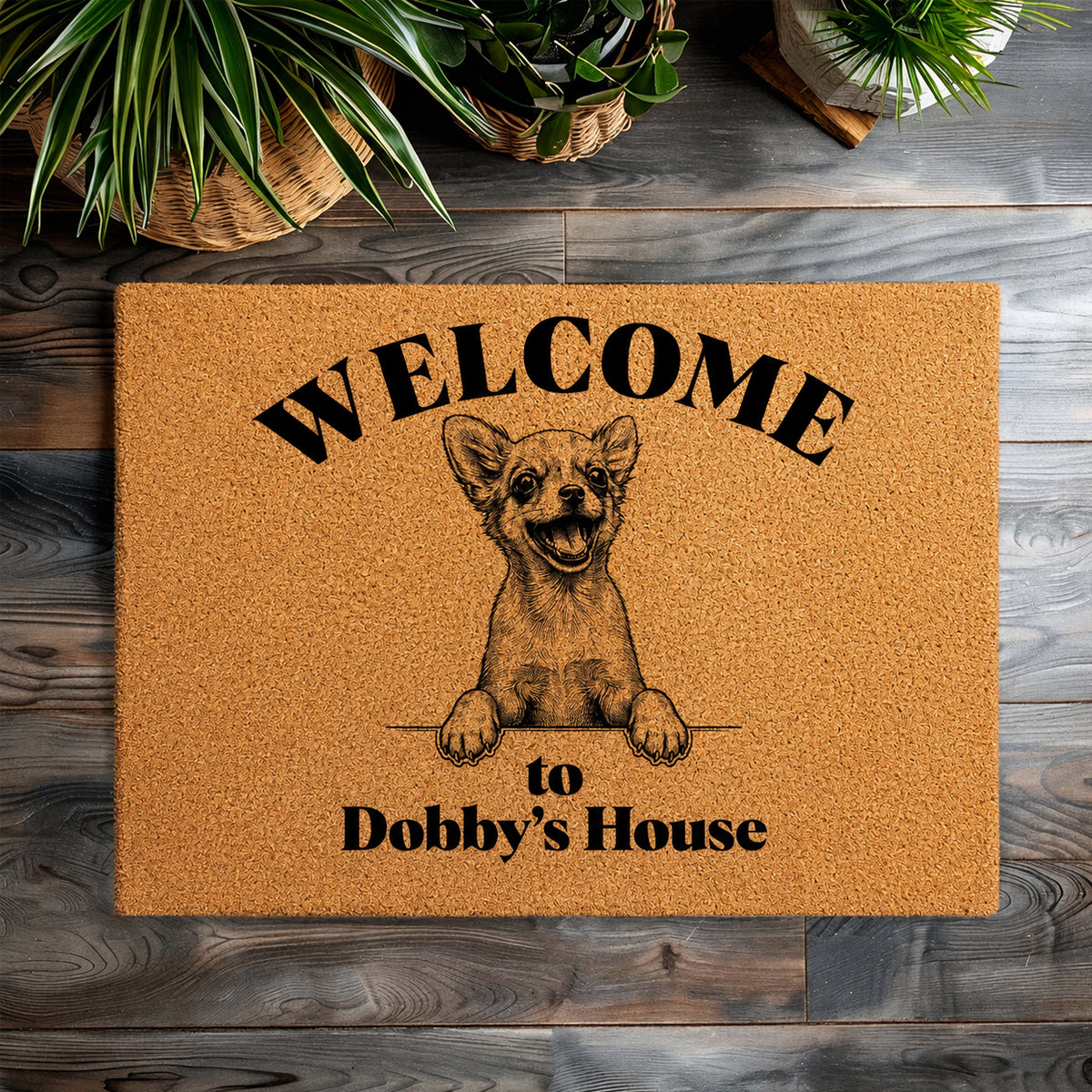 Personalized Pencil Sketch Portrait Doormat, Custom Dog Photo Welcome Mat