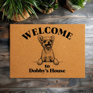Personalized Pencil Sketch Portrait Doormat, Custom Dog Photo Welcome Mat