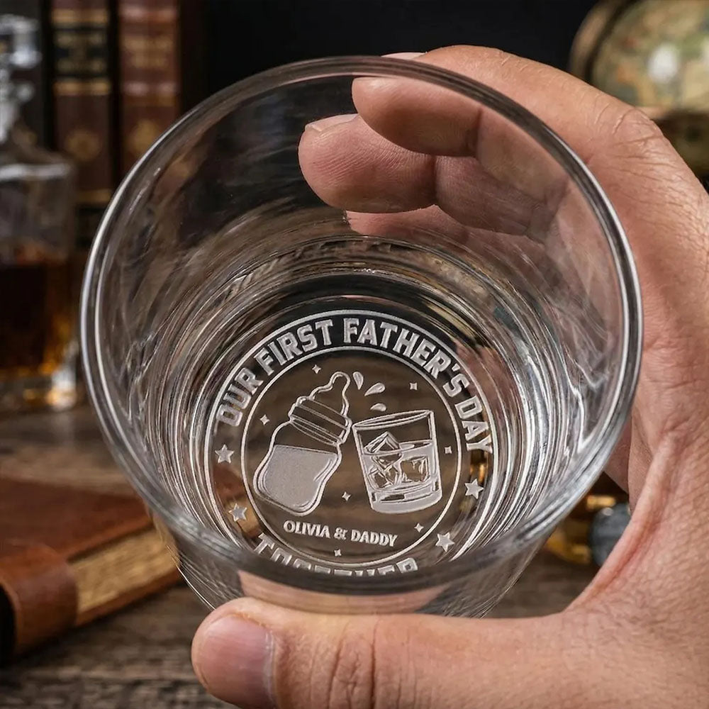 Personalized First Father's Day Whiskey Glass With Photo, New Dad Gift, Daddy Photo with Newborn Gift, Unique Father's Day Gift for New Dad
