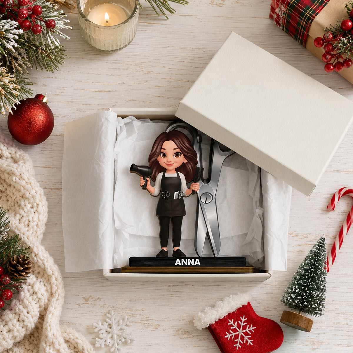 Hairdresser Man Woman - Personalized 2-Layered Wooden Plaque - Gift For Hairdressers
