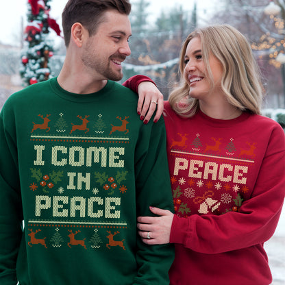 Matching Couples Ugly Christmas Sweater, Ugly Adult Humor Holiday Sweater, I Come In Peace Ugly Christmas Sweater, Ugly Christmas Party
