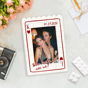 Couple Photo Playing Card Puzzle Building Brick Blocks